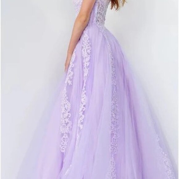 Lilac Tulle Sleeveless A-Line Gown by Jovani 59046 Size 4 NWT - Picture 1 of 10